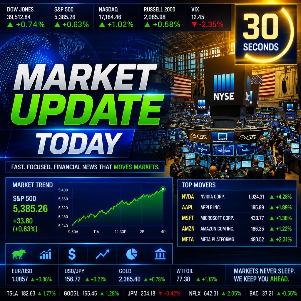 financial news broadcast screen displaying market | Leonardo.Ai